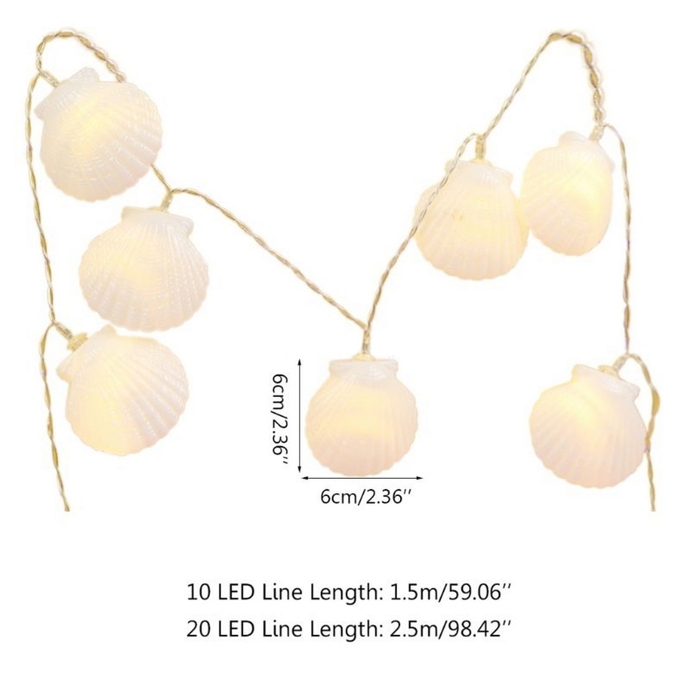 10/20 led-lichtsnoeren in de vorm van een schelp, ultraheldere, zachte verlichting voor binnen en buiten, doe-het-zelf, voegt een exotische sfeer toe