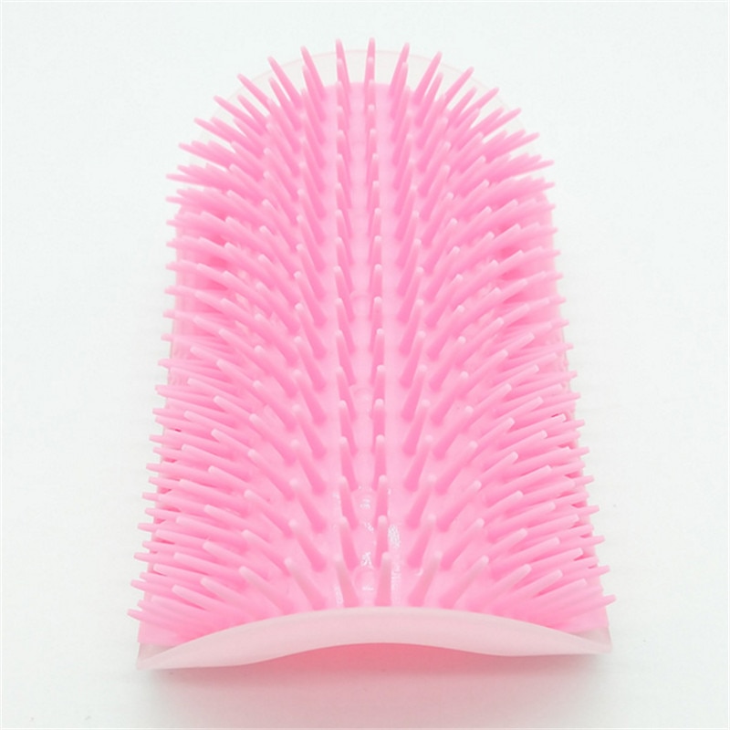 Brosse d'angle de Massage pour chat, produits pour animaux de compagnie, peigne auto-toiletteur, brosse pour le visage avec un peigne chatouillant, outils: pink