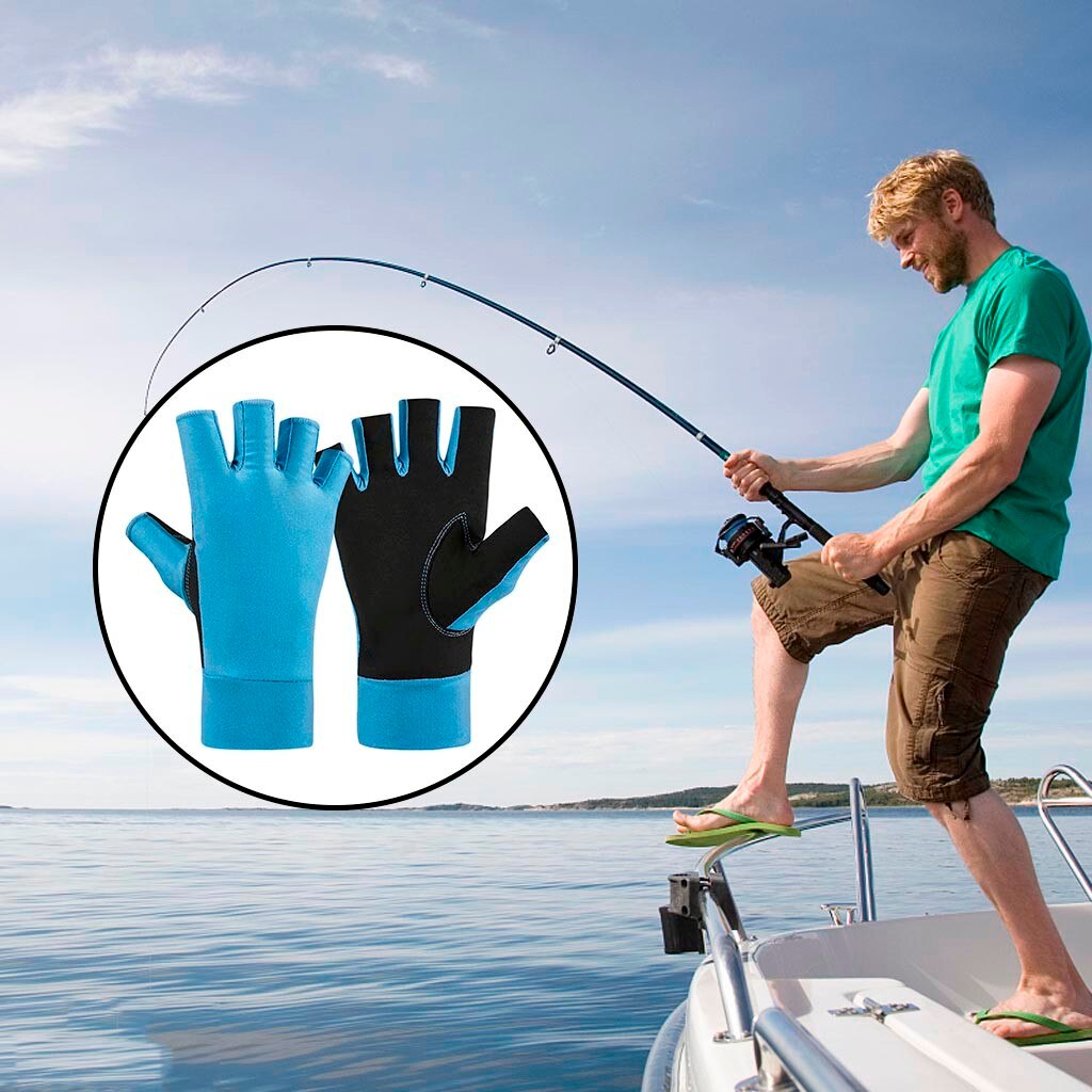 Proteção uv fingerless respirável luvas de pesca para homens mulher barco ciclismo vela caiaque estofamento caminhadas ciclismo luvas