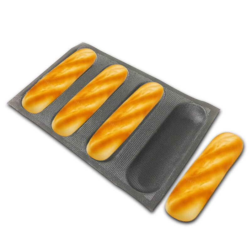 9" 4 channels Sub rollsilicone perforated Bread Baking Forms bread baking tray woven glass fabric bread mold