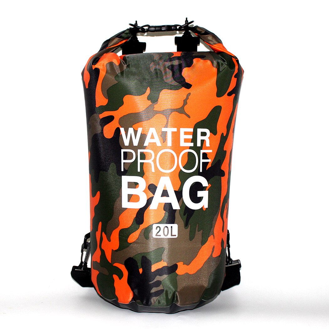 20l 60l vandtæt svømmepose tør sæk camouflage farver fiskeri sejlsport kajak opbevaring drivende rafting taske: 20l- g