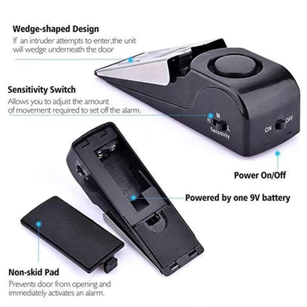 120 DB Portable Mini Door Stopper Alarm Wedge Shaped Stopper Alert Home Dormitory Security Alarm System