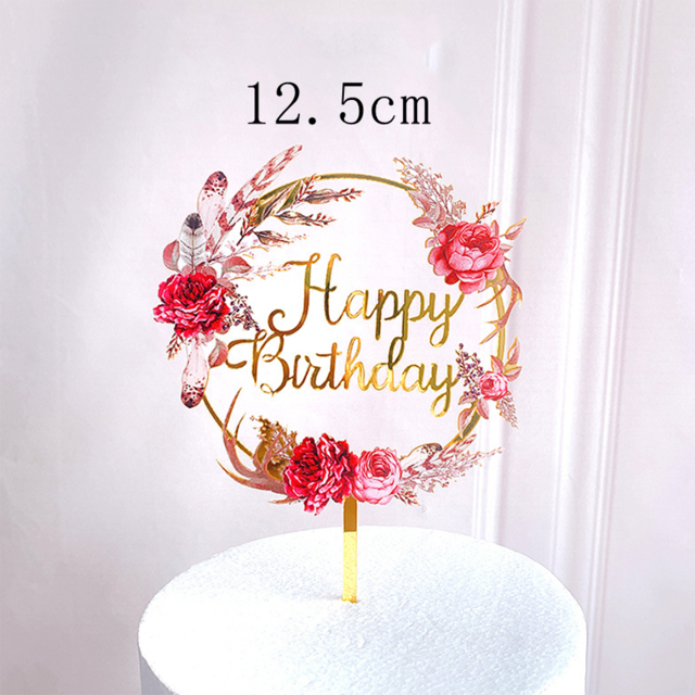 1PC kolorowe kwiaty cylinder na tort urodzinowy złoty akryl urodziny na przyjęcie deser dekoracja na niemowlę prysznic naczynia robić pieczenia: Type1