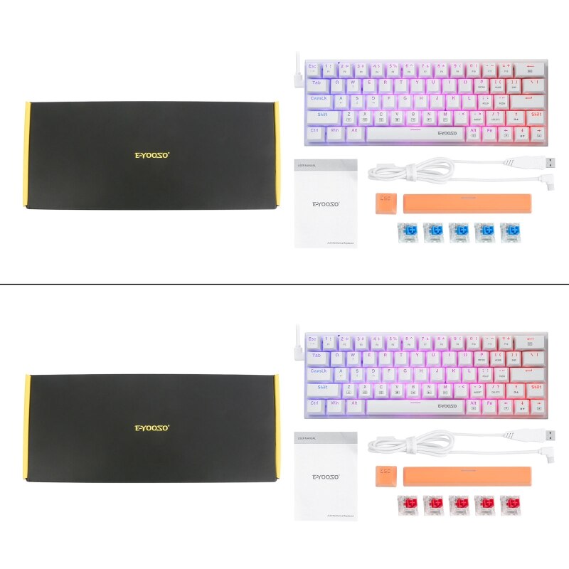 Z-22 Type-C 63 Keys Mechanical Keyboard USB RGB Backlit Axis Gaming Mechanical Keyboard Optical Switches Swappable