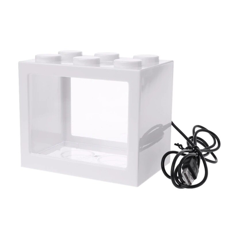 LAMPE À LED Lumière Poisson Betta Combats Cylindre USB Mini Réservoir De Poissons D'aquarium Avec: white