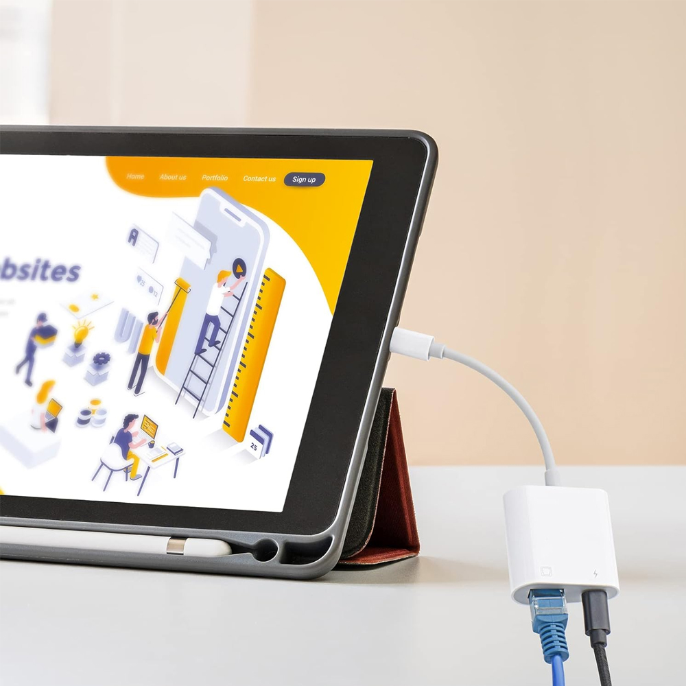 10/100Mbps Ethernet RJ45 for Lightning iPhone 14 13 12 11 8 7 6 5 /iPad/iPod Ethernet LAN Network Adapter with Charging Adapter