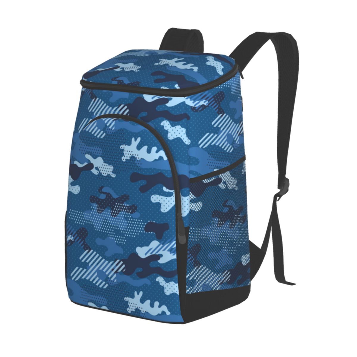 Camouflage 45 Cans Insulated Cooler Backpack Lunch Cooler Bag for Lunch Picnic Hiking Camping Beach Park Day Trips: Black 7