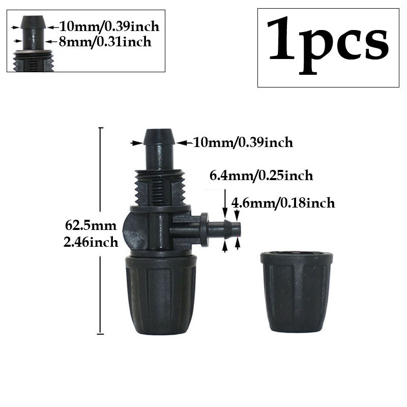 Garten 3/8 x 1/4 Zoll Schlauchtülle Anschluss Sicherungsmutter Reduzierer Wassersplitter T-Stück Winkel Endstopfen Tropfbewässerungssystem passend zu: Weiß