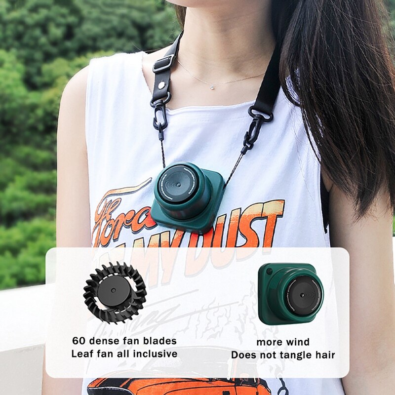 Camera Shape Hanging Neck Fan Portable Mini Camera Fan USB Rechargeable Mute Summer Small Air Cooler