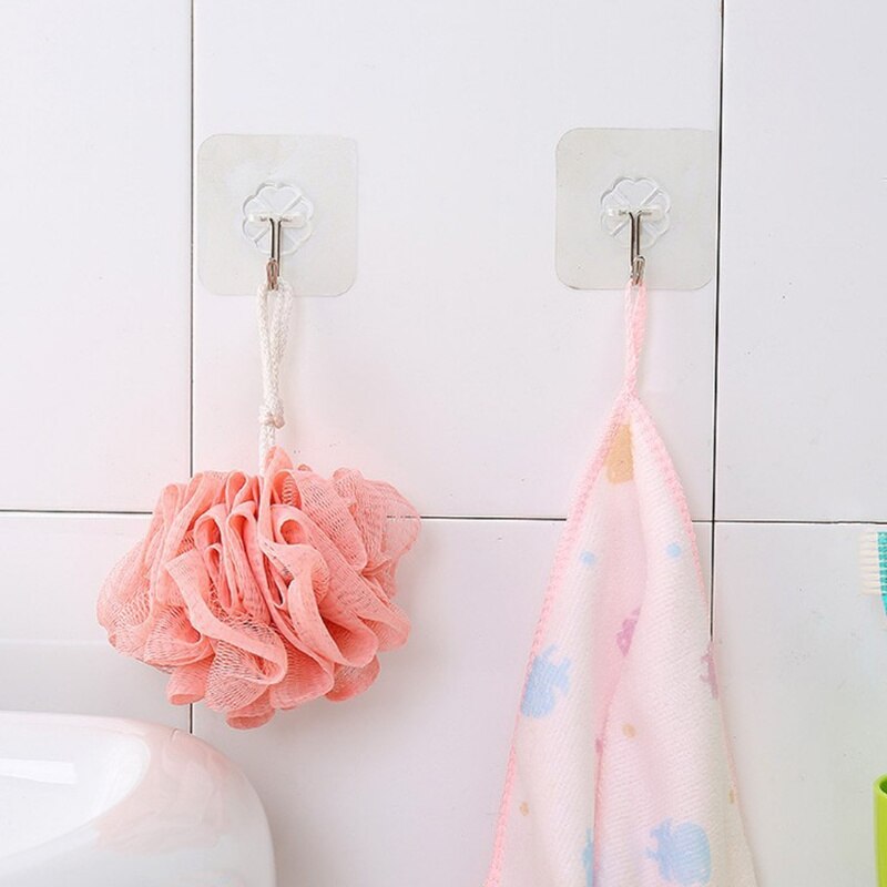 Hook Hanger Strong Adhesive Kitchen Bathroom Bedroom Hanging Door Wall Paste Coat Hats Plug Acrylic Thickening Hooks Rack