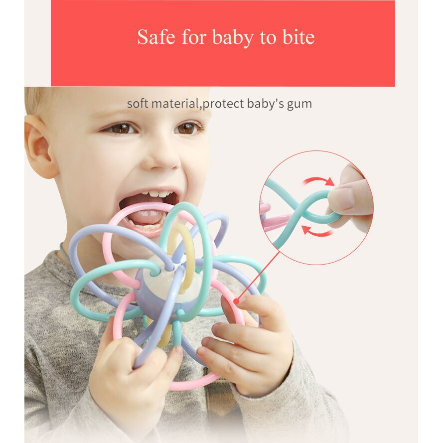 Manhattan Bal Baby Speelgoed Slijpen Tanden Kauwgom Baby Tanden Balde Stok Siliconen Hand Grijpen Bal