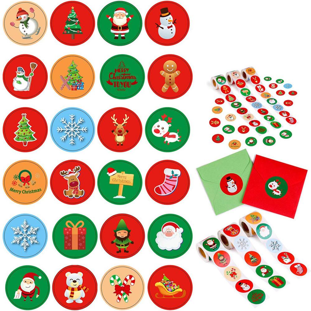 Colorful Christmas Designs Adhesive Name Tags Seal Labels Tags Decals Package XMAS Stickers