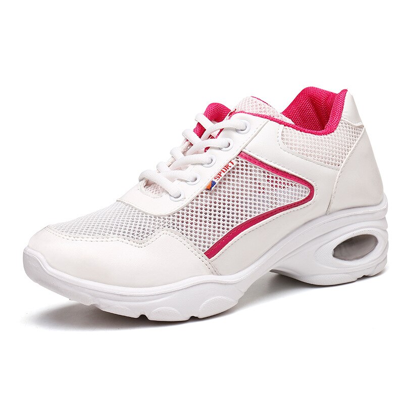 Chaussures de danse Jazz et Hip Hop pour femmes, baskets modernes à semelle souple, de sport et de Fitness: White / 4.5