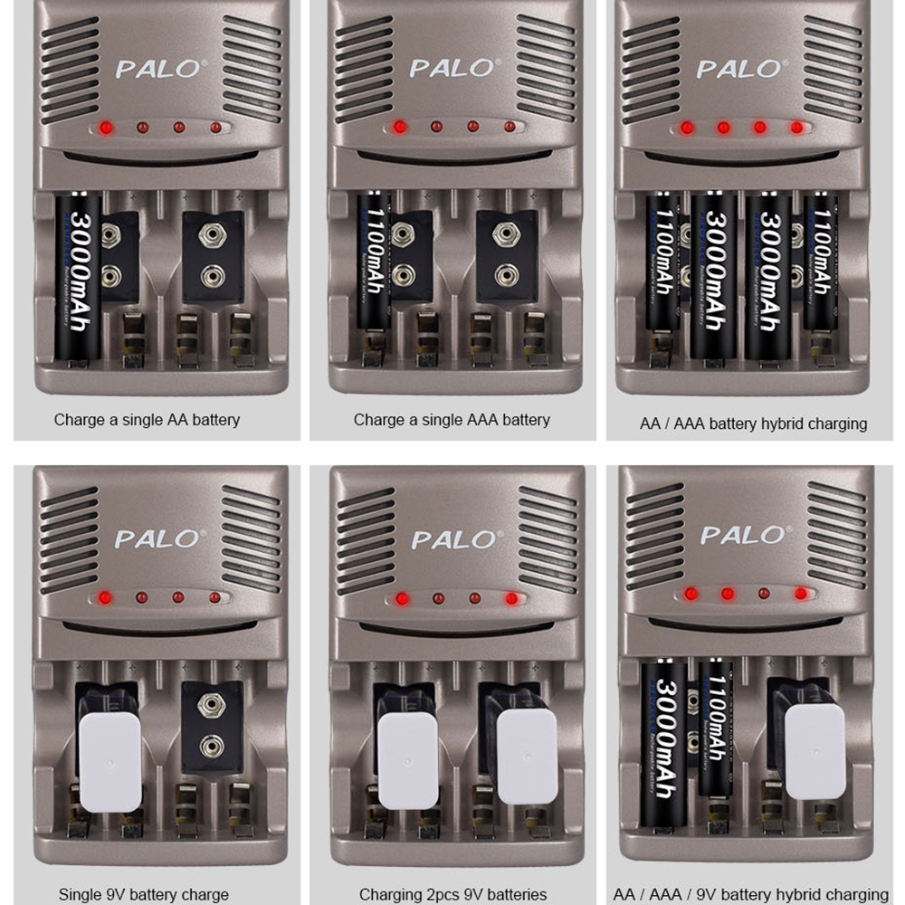 6F22 9V Ni-MH Rechargeable Battery +Smart 9v battery Charger with LED Indicator for 1.2v Nimh AA AAA Rechargeable Battery 9v
