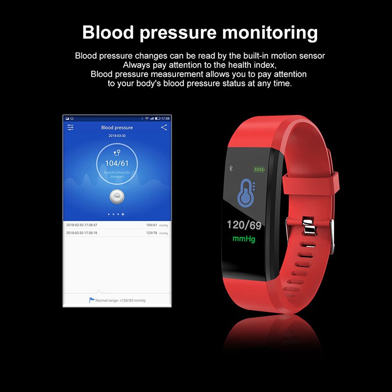 Smartwatch DAZL 115 Plus - Tracker Fitness - Pulsometr - Ciśnienie Krwi - Android/iOS