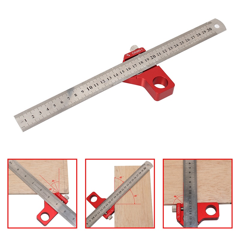 45/90 Degree Angle Scribe Adjustable Line Ruler Multifunction Marking Gauge Layout Gauge Woodworking Aluminum Measuring Tools
