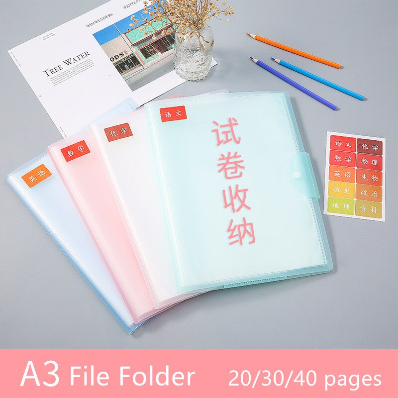 20/30/40 Sheets File Folder For Documents Letter A3 Paper Portable Business Briefcases Booklet Organizer Office Student Supplies