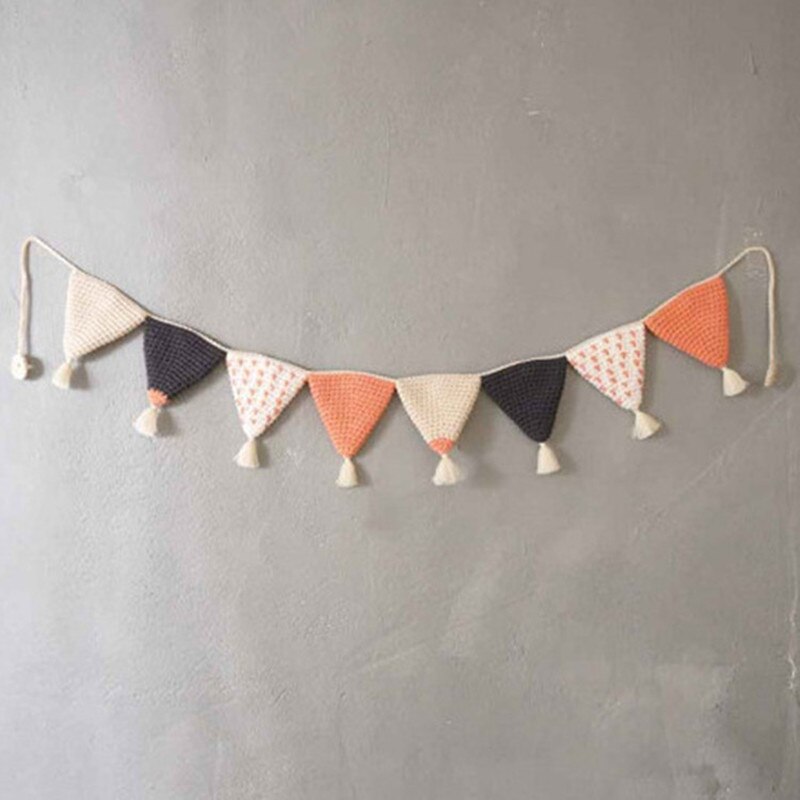 Nordique pur coton à la main au Crochet fanion suspendus drapeau enfants chambre décoration maison tenture murale décor bébé