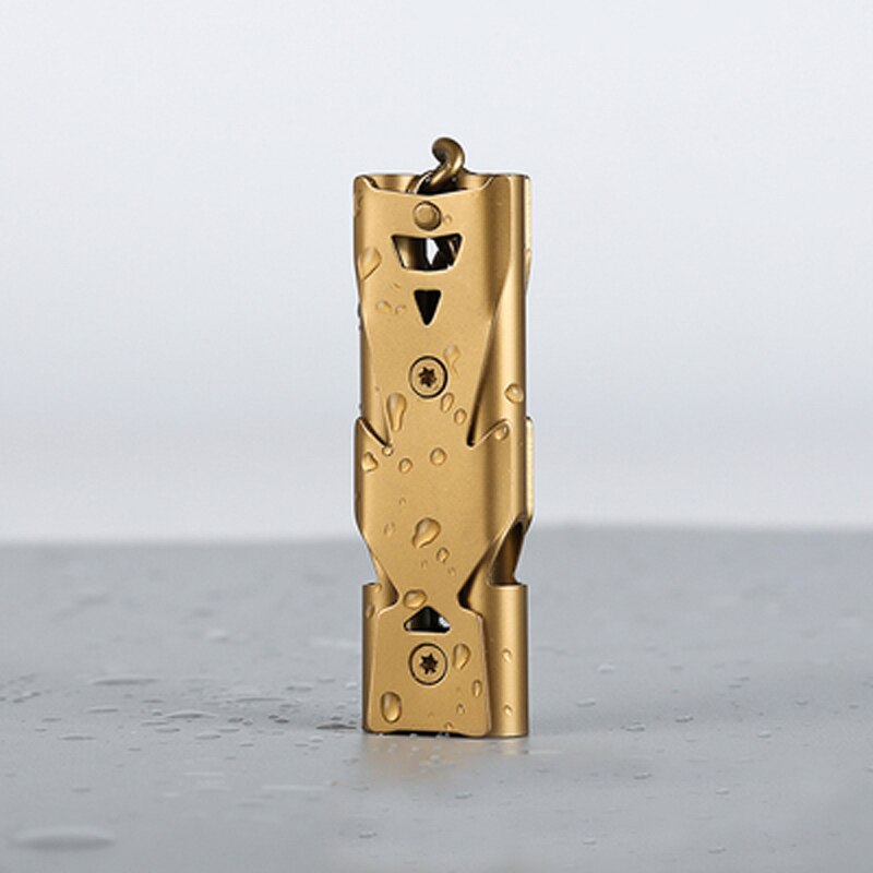 Silbato de acero inoxidable North Wolf, silbato de alta frecuencia de supervivencia al aire libre, alto Decibelio, estallido de doble agujero: NR069-Golden