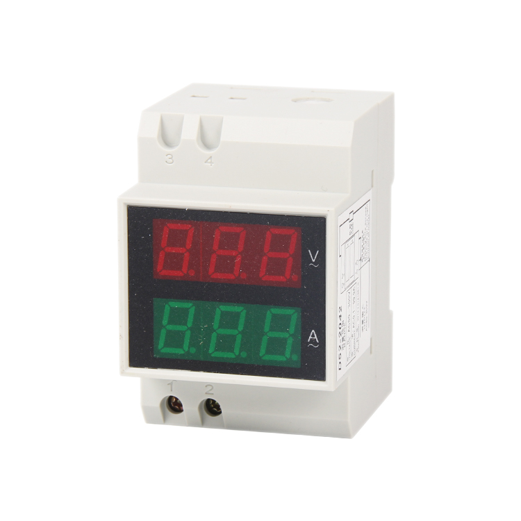 Din Rail Dual LED Display Voltage and Current Meter Din-rail Voltmeter Ammeter range AC 80-300V 0.1-99.9A D52-2042