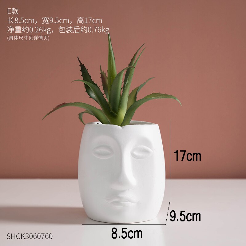 Jarrones creativos blancos para flores cara humana abstracta maceta de plantas suculentas arreglo de flores accesorios de decoración del hogar