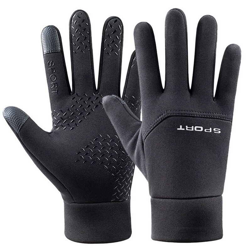 Winter Men Gloves Anti Slip Windproof Windstopers Snowboard Gloves Touch Screen Warm Breathable Male Motorcycle Riding Gloves: black / XL
