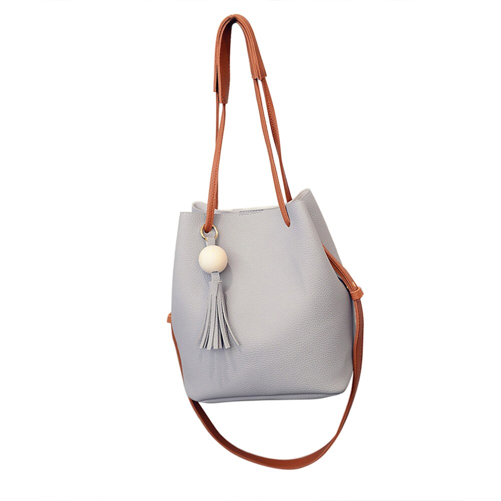 Tassen voor Vrouwen Vrouwen PU Lederen Emmer Schoudertas met Kleine Handtas Messenger Satchel Bag bolsa feminina: Gray