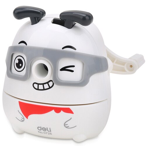 Novelty Cartoon Dog Pencil Sharpener Plastic Mechanical Pencil Sharpener for Kids School Stationery Supplies: White