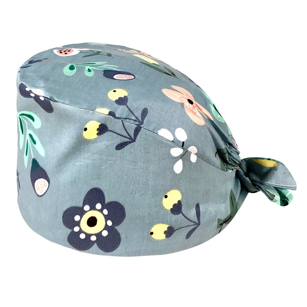 Unisex cotton and linen cartoon cute printing nursing hat lab spa pet shop working cap breathable nurse head caps: 12156