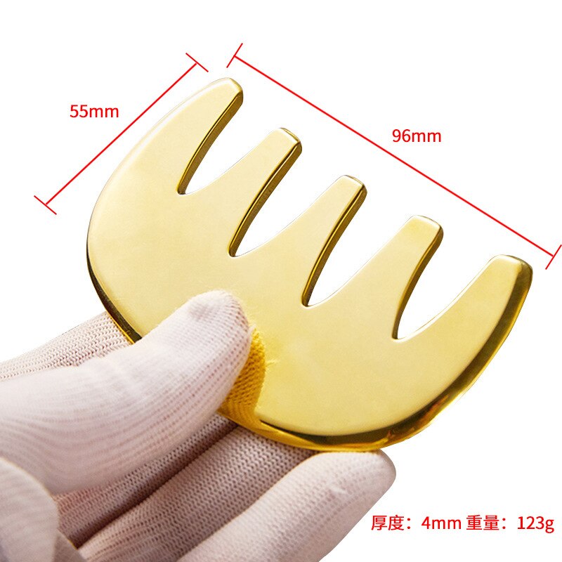 Pure Brass Copper Guasha Board Scraper Neck Body Meridian Scrapping Muscle Relaxing Acupuncture Stimulation Physical Therapy: 4