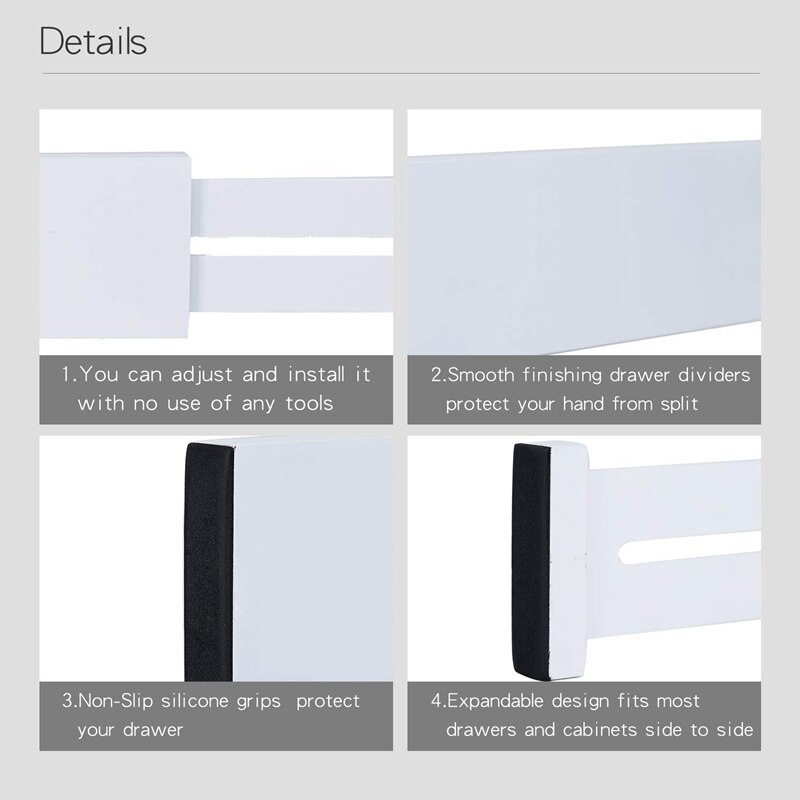 LIXF Bamboo Drawer Dividers Kitchen Drawer Organizers Spring Adjustable & Expendable Tray Organizer for Kitchen, Baby Drawer, Ba