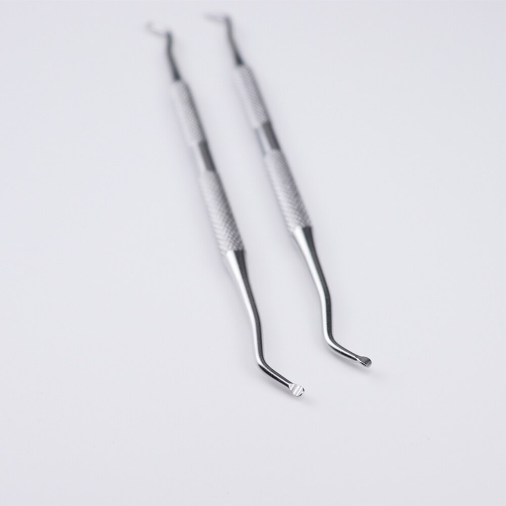 Colher levantador de unha encravada, cabeça dupla, ferramenta de manicure e pedicure, pés, limpeza de sujeira, em aço inoxidável