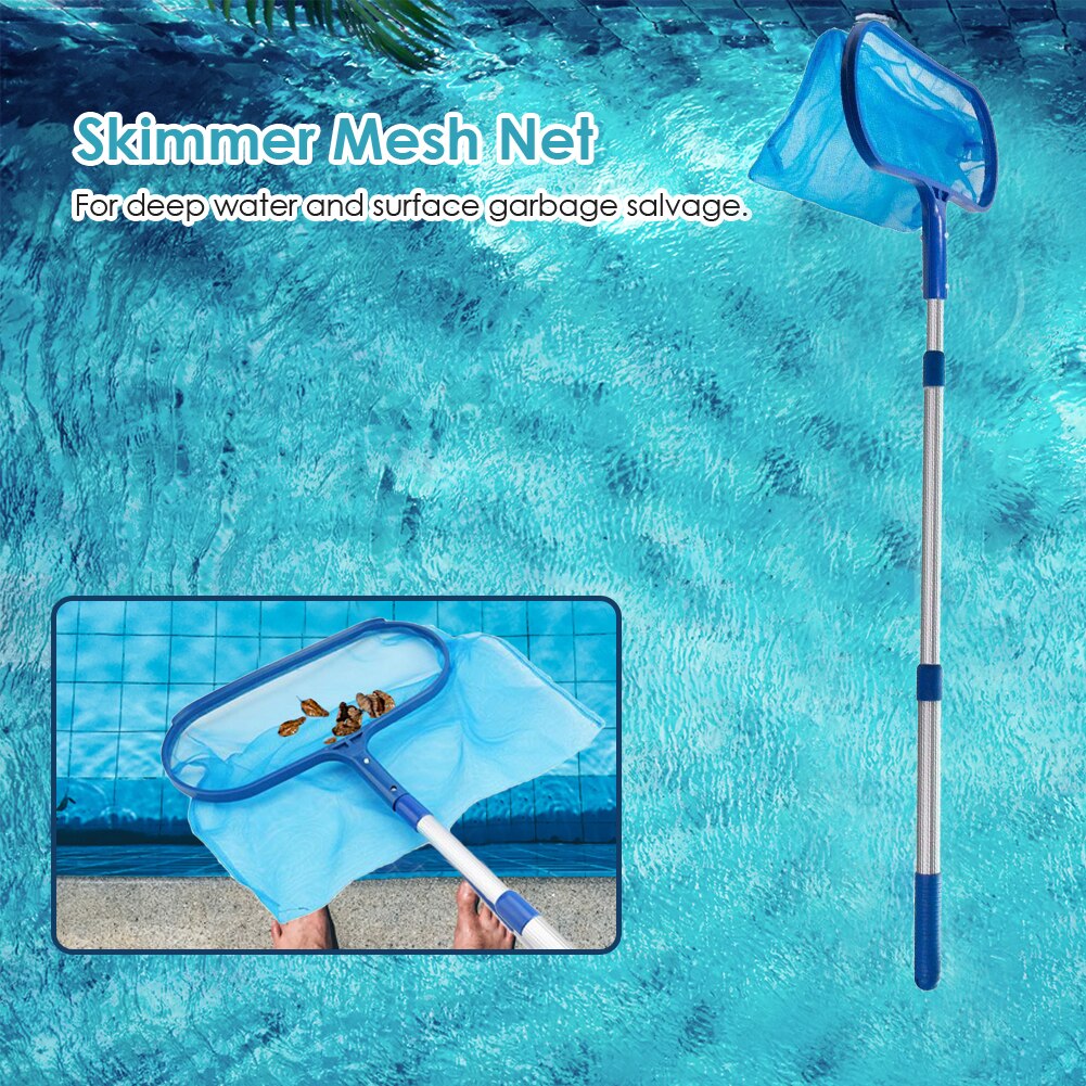 Swimming Pool Cleaning Net Leaf Rake Deep Bag Telescopic Skimmer Net Aquarium Rescue Pool Cleaning Mesh Tools Pool Accessories