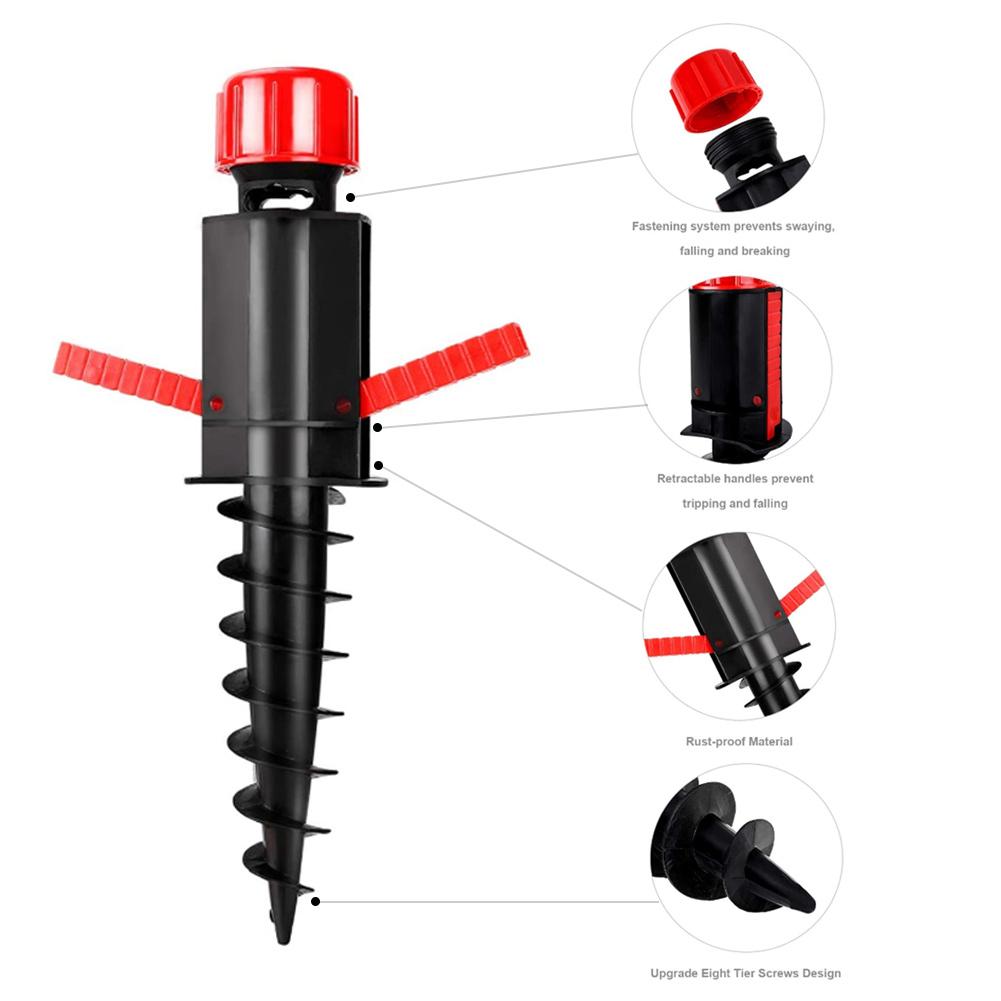 Justerbar 20-32mm strandparasoller sandanker med hvit krok kraftig jordankerstativ paraplytilbehør