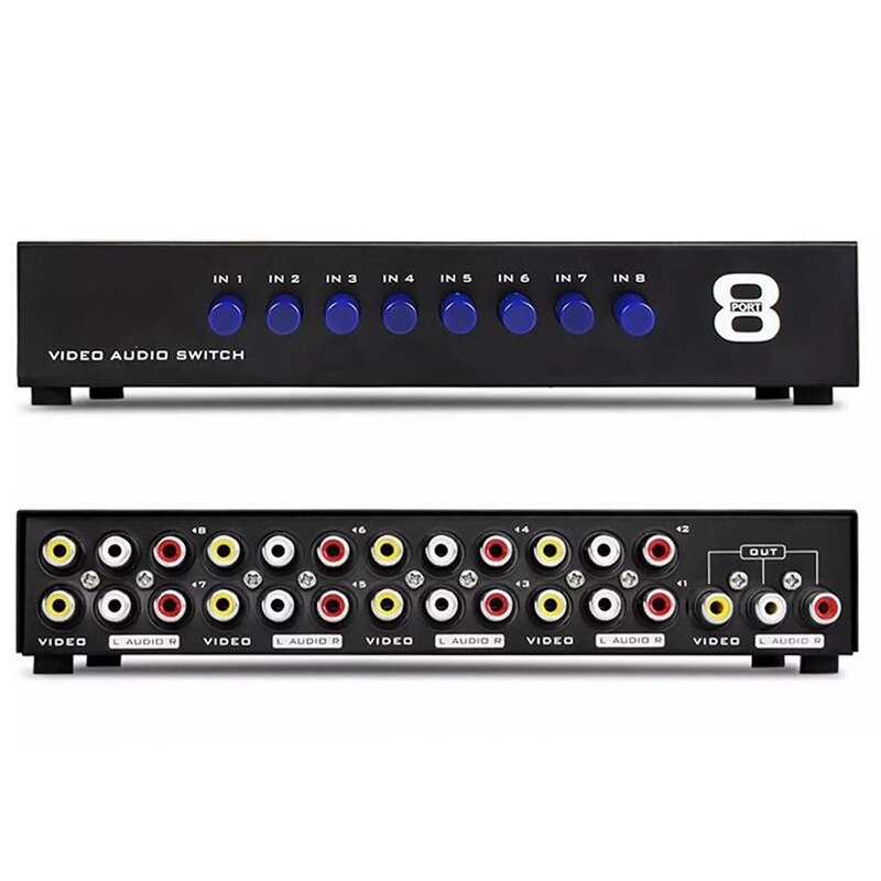 8 In 1 Out Composite Video Audio 3 RCA AV Switch Switcher Box Selector VCD/DVD To TV