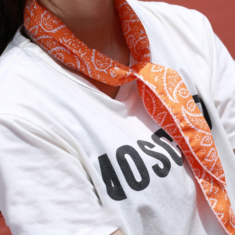 Zomer Nek Koeler Sjaal Body Ice Cool Cooling Wrap Tie Hoofdband Mode Multifunctionele Niet-toxisch Zijden Sjaal: Orange