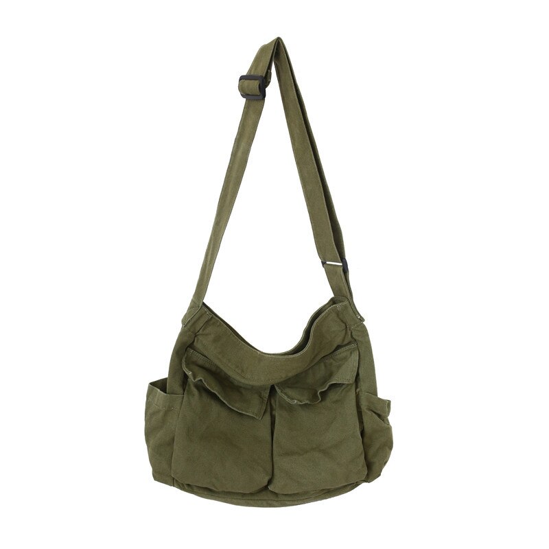 Women's School Messenger Bags For Women Shoulder Ladies Handbag Solid Large Capacity Casual Canvas Shoulder Female Bags: green