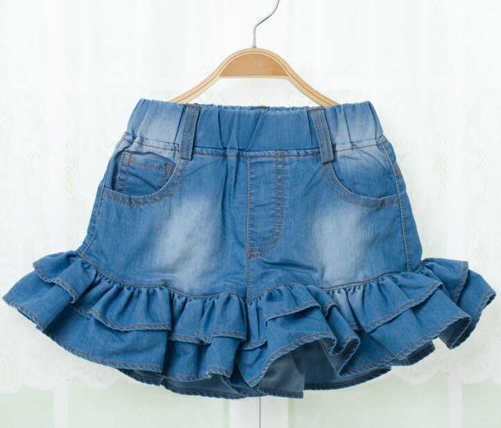 Jean d'été pour petites filles, pantalon court en Denim, ourlet pétale, Style Lolita,: light blue / 9