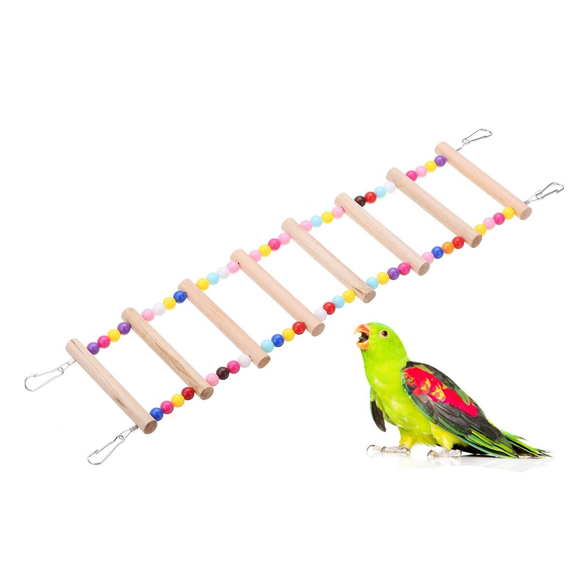 4/5/6/7/8 Layer Bird Ladders Pets Parrots Ladders Climbing Toy Hanging Colorful Balls With Natural Wood Colorful Balls