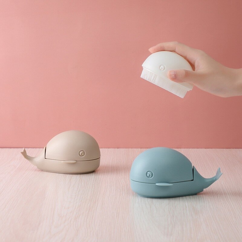 Brosse de lavage de chaussures en forme de baleine, brosse de lavage de vêtements, brosse à cheveux doux, outil de nettoyage familial multifonction