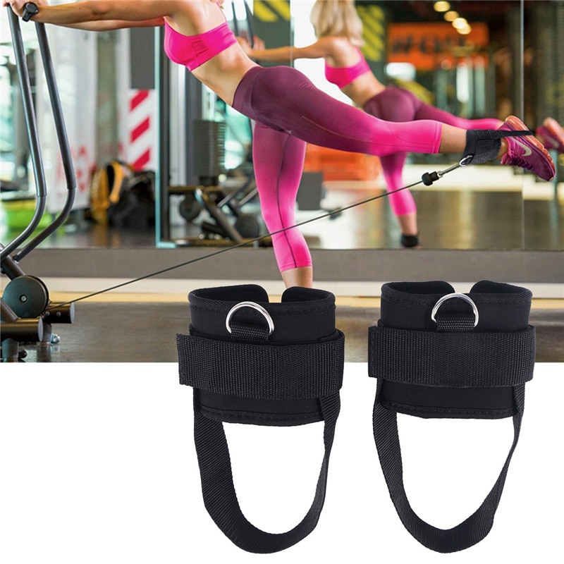 Lanière cheville rembourrée pour anneaux en D pour exercices de gymnastique, appareils de câble, exercices pour les fesses et les jambes, 2 pièces