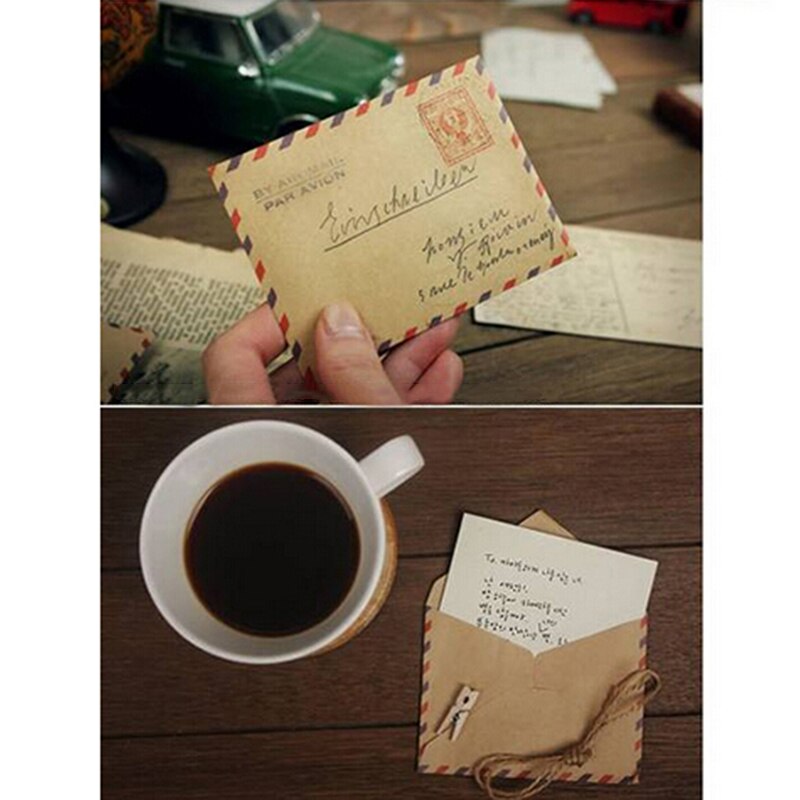 10 pièces Mini miniature enveloppe nostalgique carte postale lettre stationnaire stockage brun Kraft papier Vintage enveloppe env