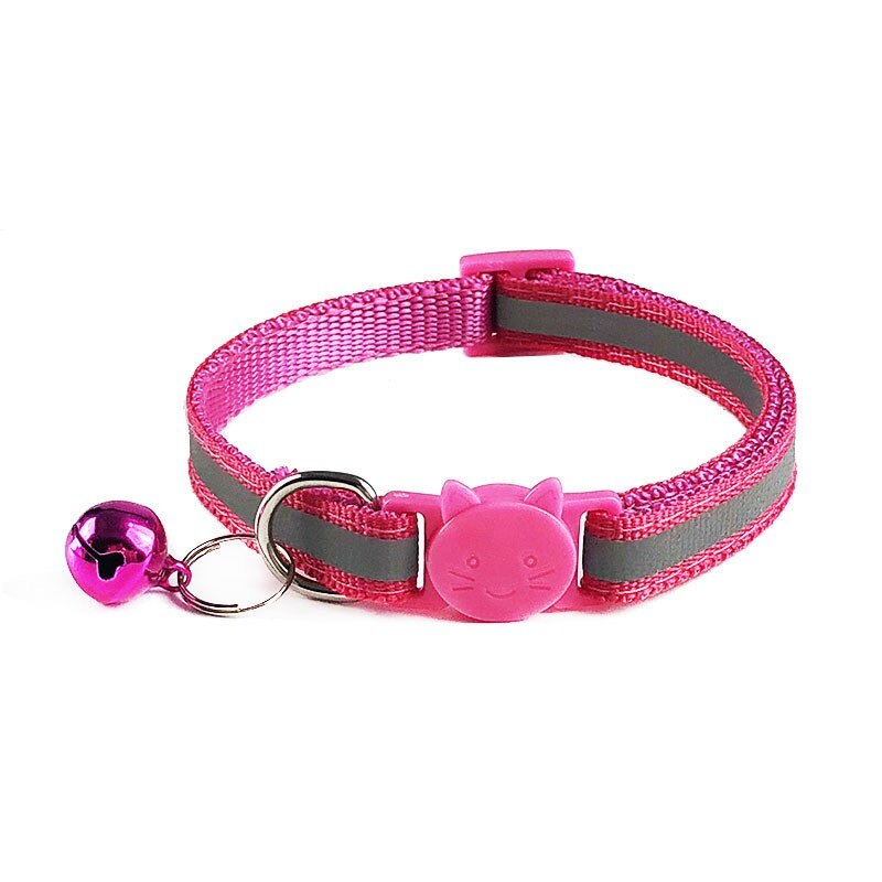 Collar de gato Breakaway con campana, collares reflectantes para gatos collares para mascotas de tamaño Ideal para gatos o perros: Rosa