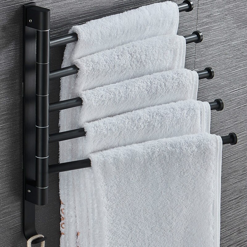 Rustfrit stål hulfri håndklædestang roterende håndklædestativ badeværelse vægmonteret håndklæde poleret rackholderhardware  pf08231