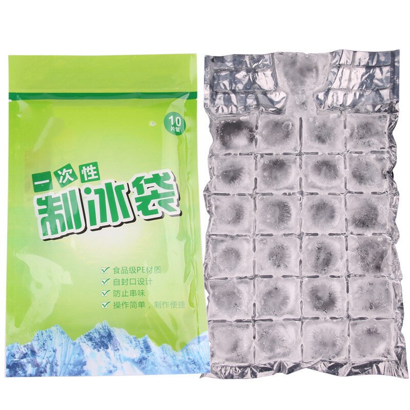 10 Pcs Disposable Ice Frozen Lattic Bags Self-Sealing Plastic Ice Cubes Tools Ice Mold Drinking Tools