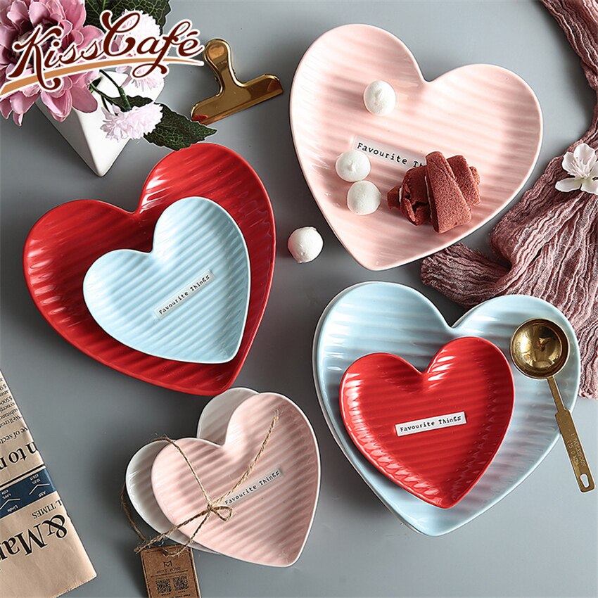 Assiettes à dîner en céramique de cœur | Assiette à boeuf, vaisselle de couleur unie, assiette à Dessert, petit déjeuner coupe-salade Simple et