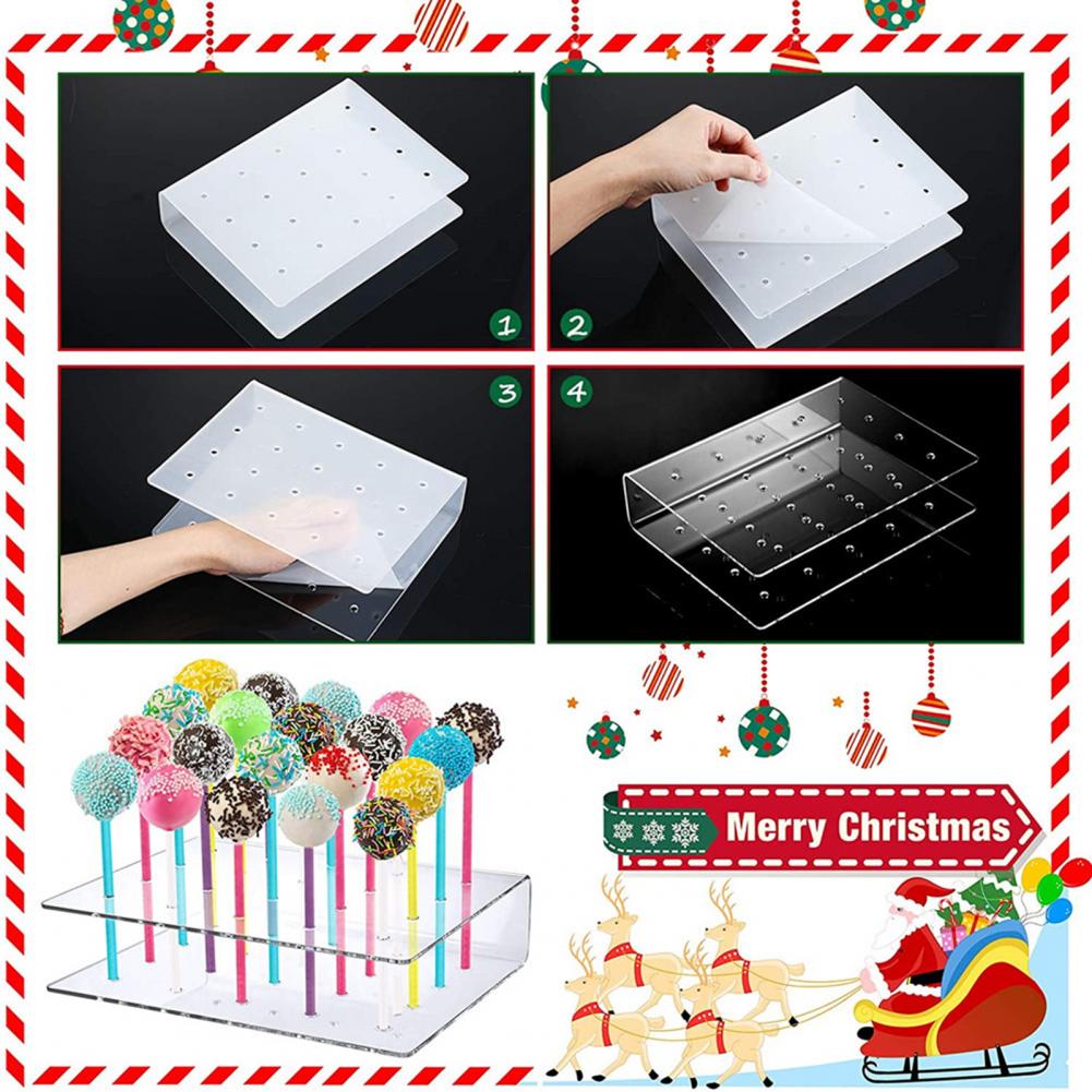 2 Stks/set Acryl Lolly Holder Display Stand Double Layer 20 Gaten Cake Pop Stand Rack Wedding Party Candy Dessert Stok houder