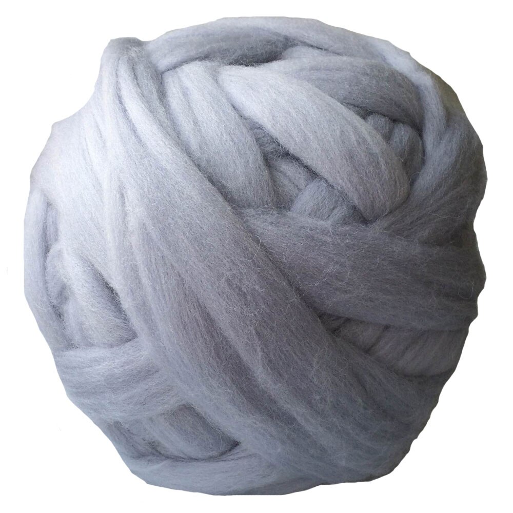 1000g 6cm tykt super chunky garn blødt merino uld garn roving spinding til arm strikning hånd strikket tæppe: Lysegrå