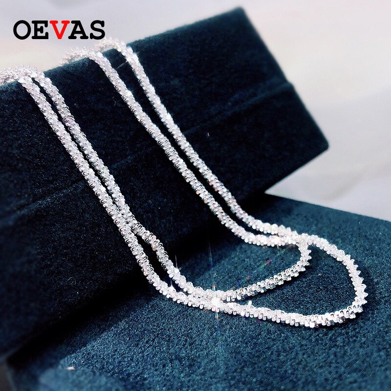 Oevas 100% 925 Sterling Zilver Shimmering 18K Wit Goud Vergulde Ketting Voor Vrouwen Party Fijne Sieraden