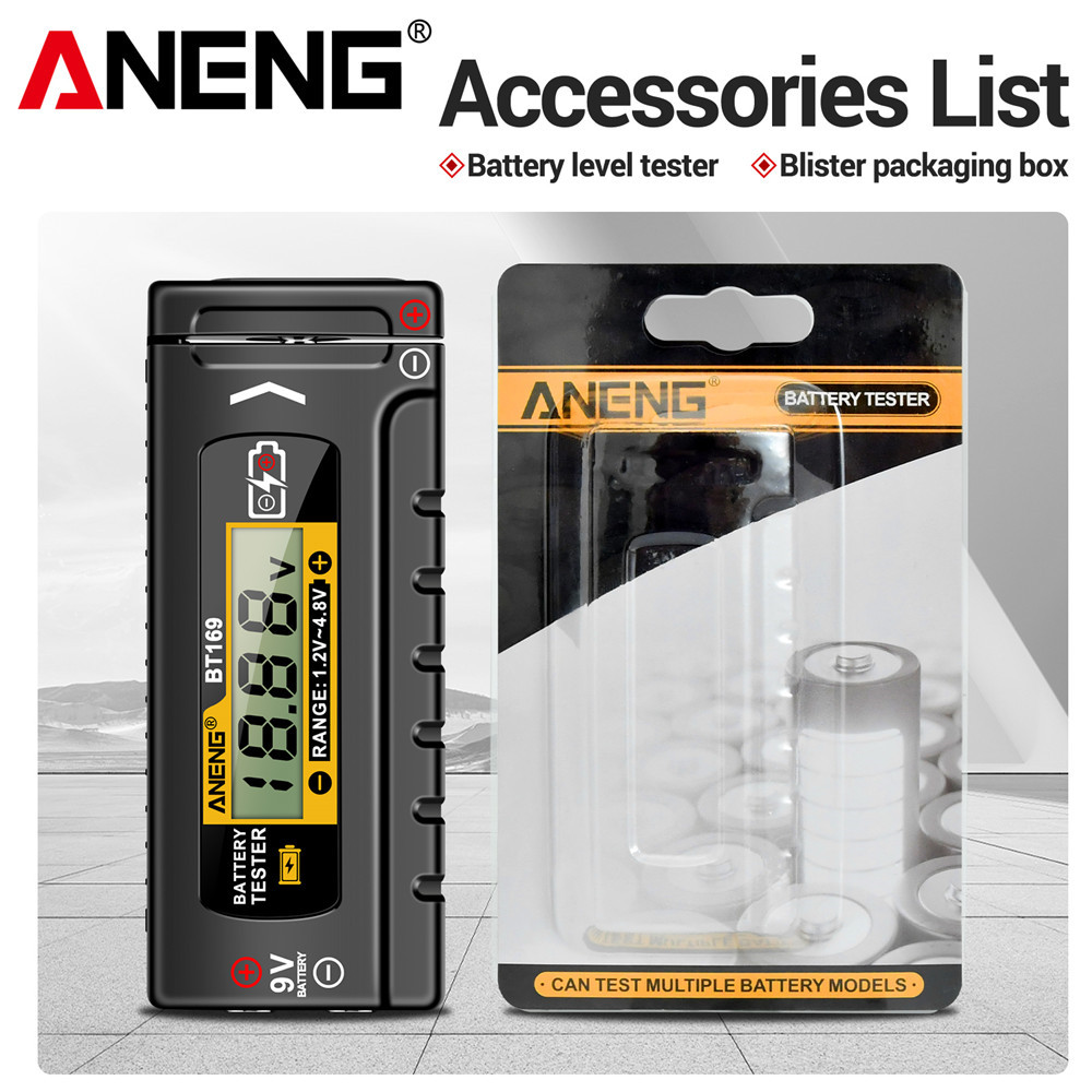 ANENG BT169 Detector de probadores de batería Digital multifuncional medir rápidamente la batería AA/AAA/C/D/9V/1,5 V medición de pila de botón: Default Title